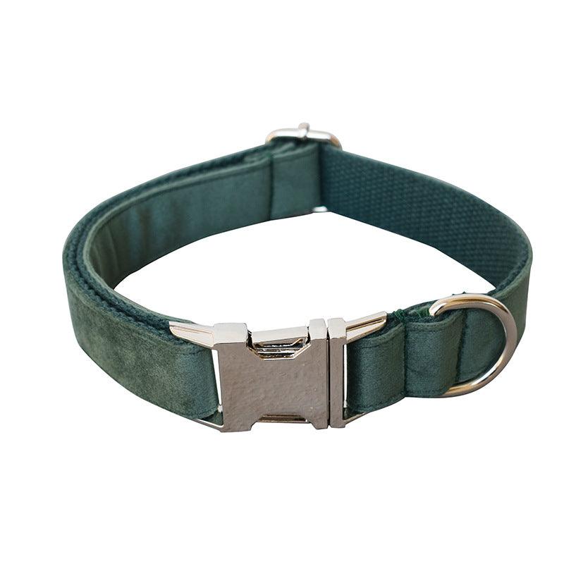 Luxurious Emerald Velvet Dog Collar And Leash Set-3