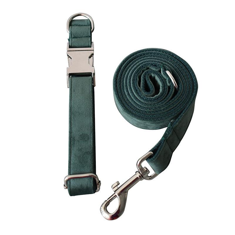 Luxurious Emerald Velvet Dog Collar And Leash Set-5