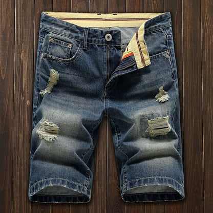 Men's Five-point Ripped Denim Shorts