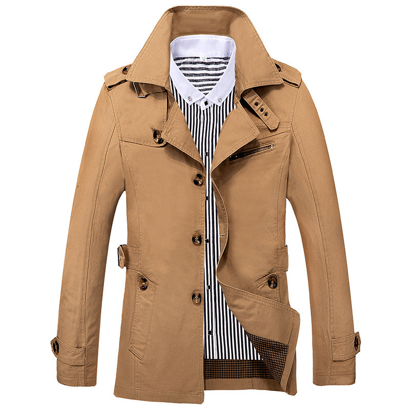 Men's Fashion Casual Solid Trench Coat