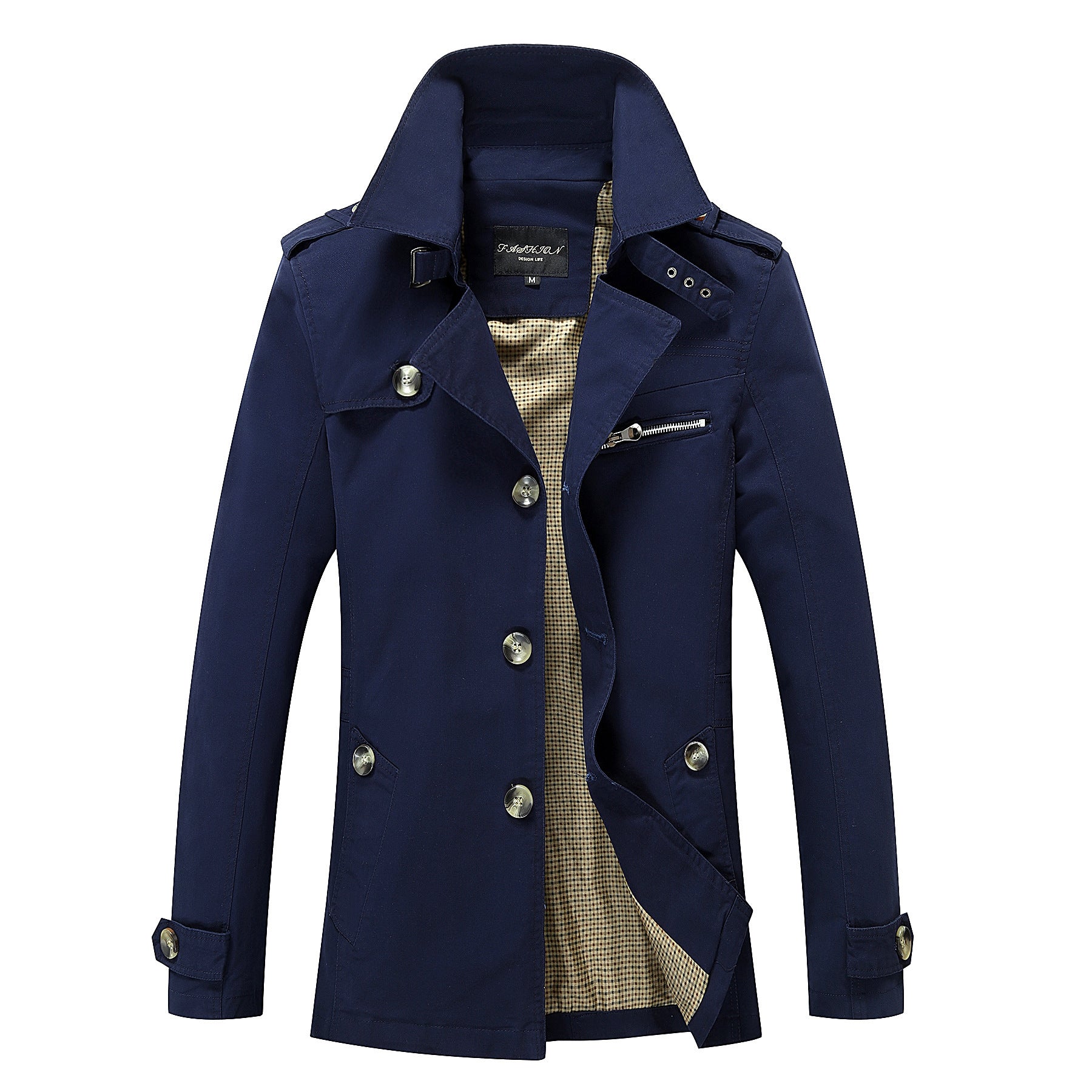 Men's Fashion Casual Solid Trench Coat