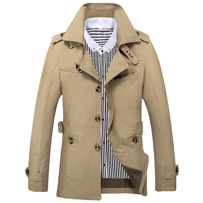 Men's Fashion Casual Solid Trench Coat