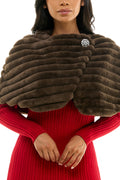 Nina Leonard Wrap Over Faux Fur Capelet and Crystal Closure-0