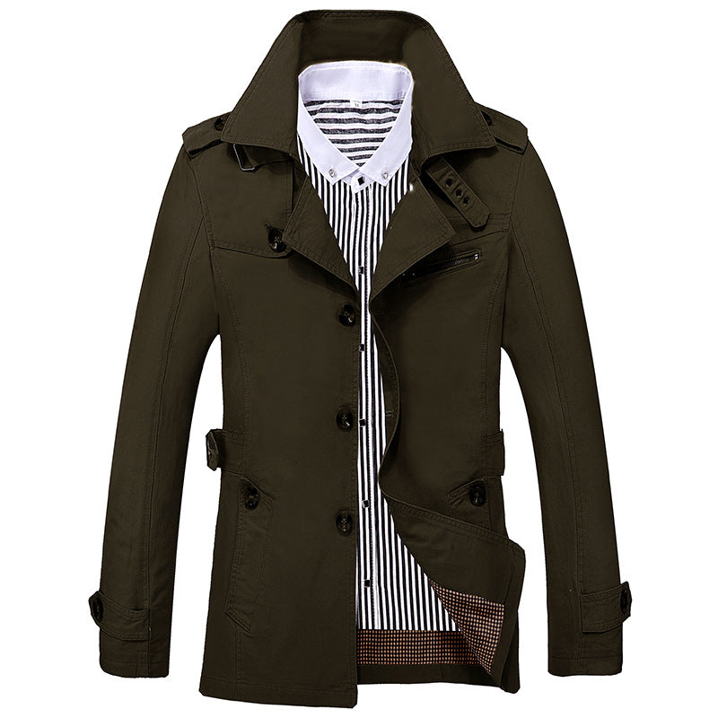 Men's Fashion Casual Solid Trench Coat