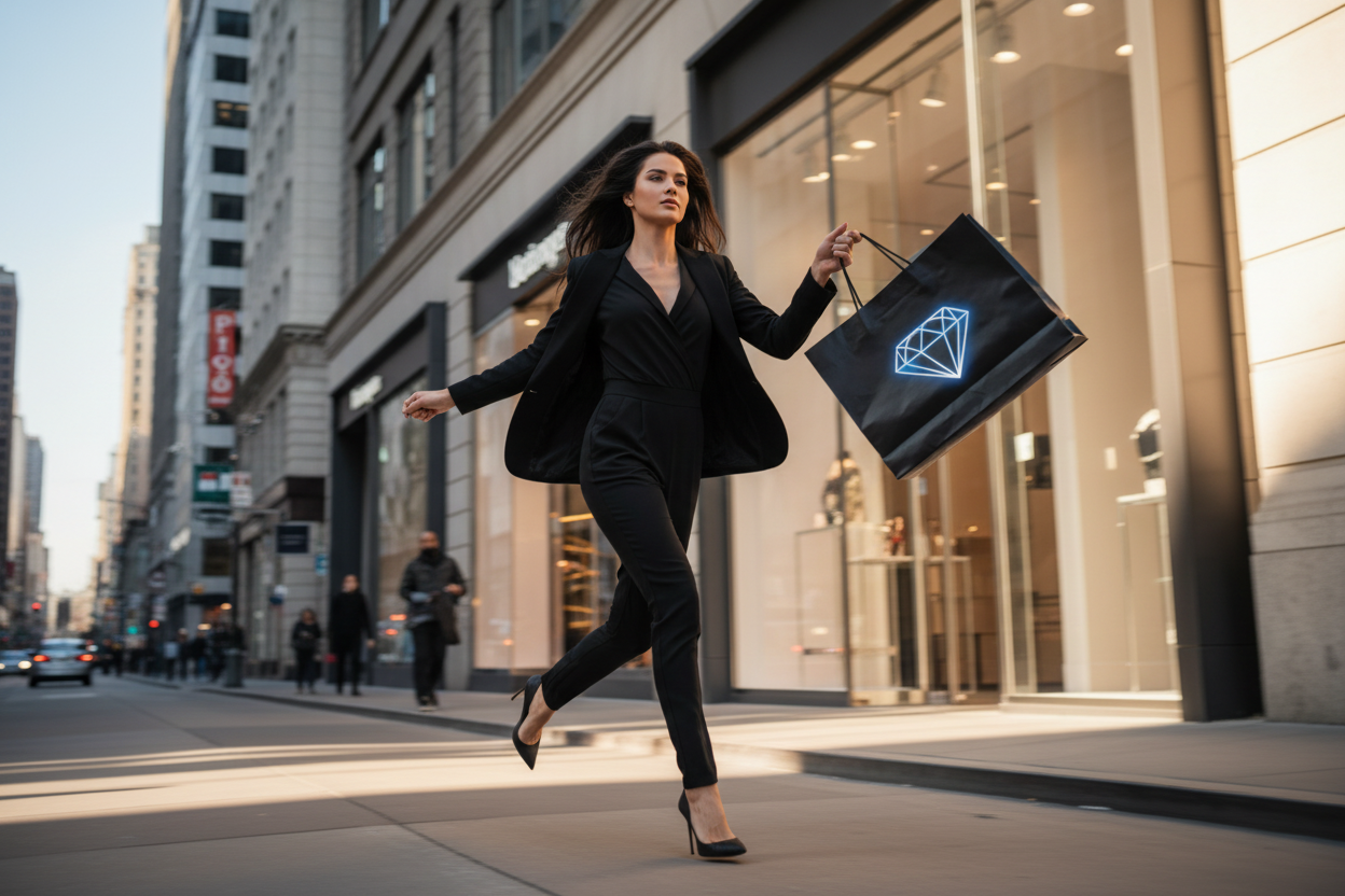 can you regenerate this image using the shopping bag form the previous generation