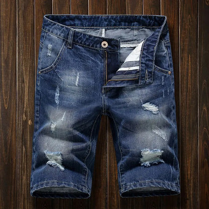 Men's Five-point Ripped Denim Shorts