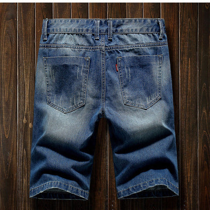 Men's Five-point Ripped Denim Shorts