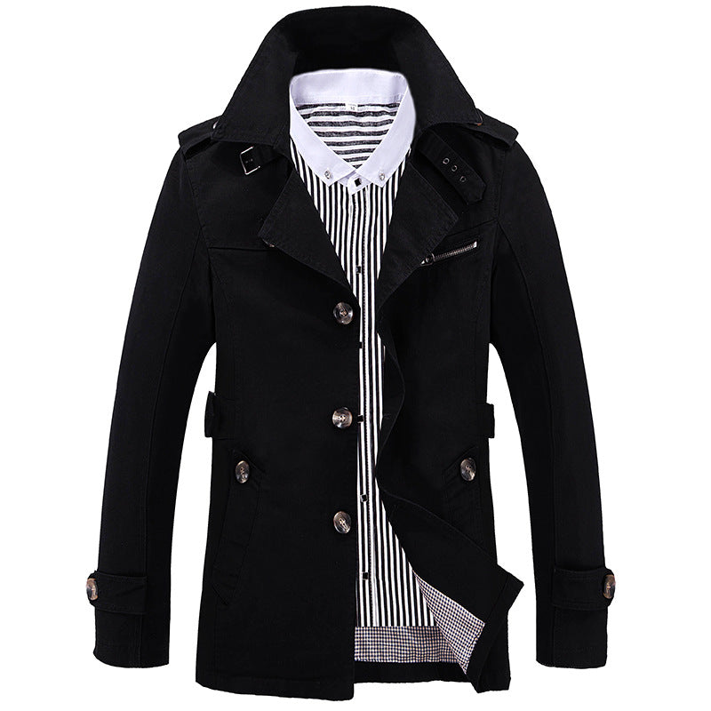 Men's Fashion Casual Solid Trench Coat