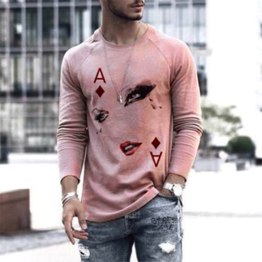 Men's Pullover Top Round Neck Printing Trend Long Sleeve T-shirt - Diamond Lanes Clothing