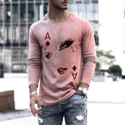 Men's Pullover Top Round Neck Printing Trend Long Sleeve T-shirt - Diamond Lanes Clothing